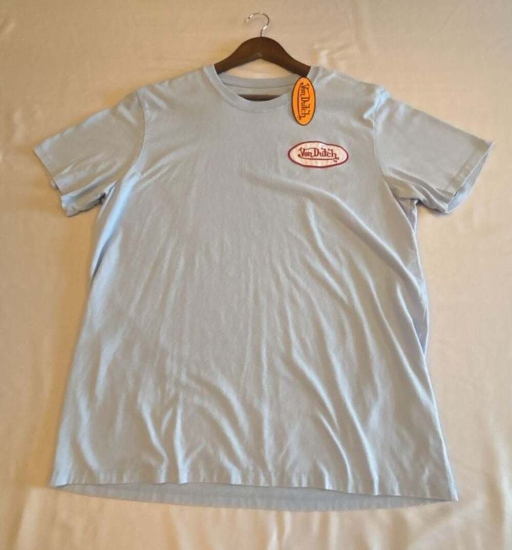 Von Dutch Light Blue Flying Eyeball Graphic T-Shirt Size L